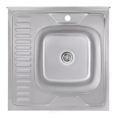 Кухонна мийка Lidz 6060-R Satin 0,6 мм (LIDZ6060RSAT06) накладна права 384989 фото